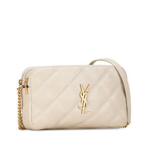 Saint Laurent Zip Shoulder Chain Bag Becky Double Tan YSL